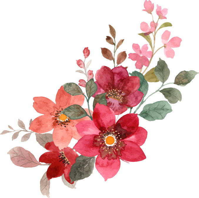Watercolor Red Flower Bourquet